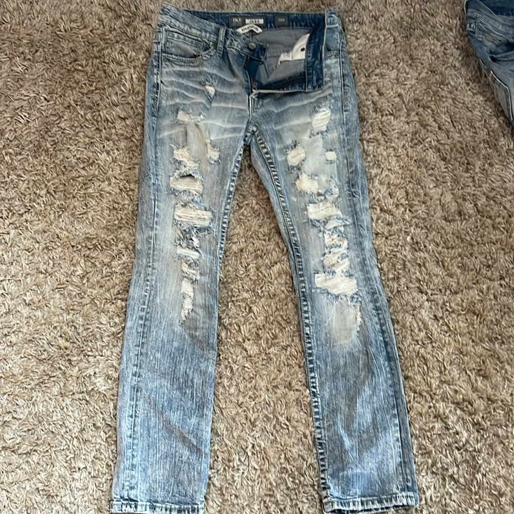 BKE Jake Men’s Straight Leg L. Blue Distressed Denim Jeans 31R